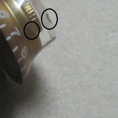 TWO very lightly used genuine Gibson Gold TOP HAT Knobs (ONLY 2 of the 4 knobs from PRHK-020 set are for sale) TOP Edge of ONE OF THE KNOBS has two very short very light nick image 23