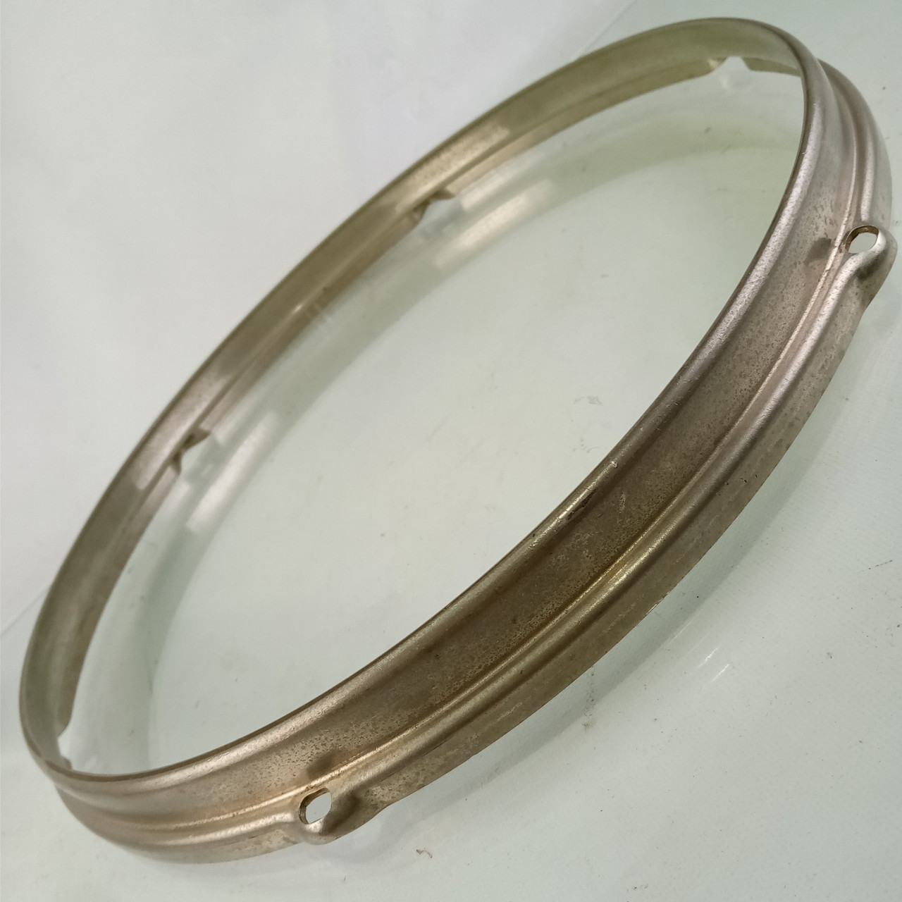 Slingerland 13" 6-Lug Nickel-BRASS Tom Drum Rim/Hoop Stick-Saver Vintage 50s NOB — main photograph