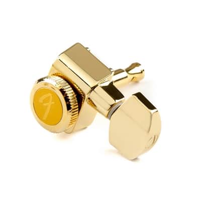Fender Set of 6 Locking Tuners in Gold for Stratocaster & Telecaster with "F" Logo image 2