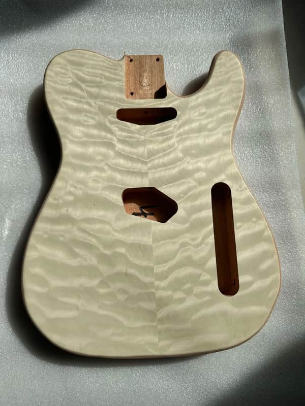 Veneer Quilted Maple Top Guitar Tele Style Mahogany Body image 1