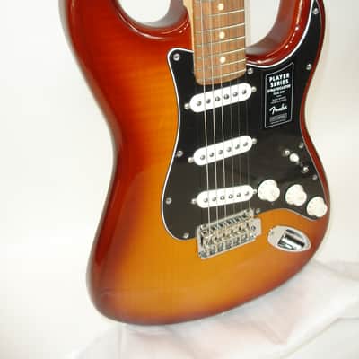 Fender Player Stratocaster Plus Top Electric Guitar Pau Ferro Fingerboard, Tobacco Sunburst 7lbs, 13.2ozs image 2