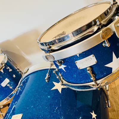 Custom Orange County Drums & Percussion (OCDP) USA Blue Sparkle Drum Kit image 5