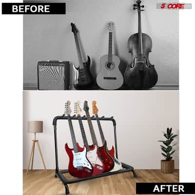 5 Core Multi Guitar Rack Stand Floor 5 Slot Adjustable Flying V Guitars Holder image 6
