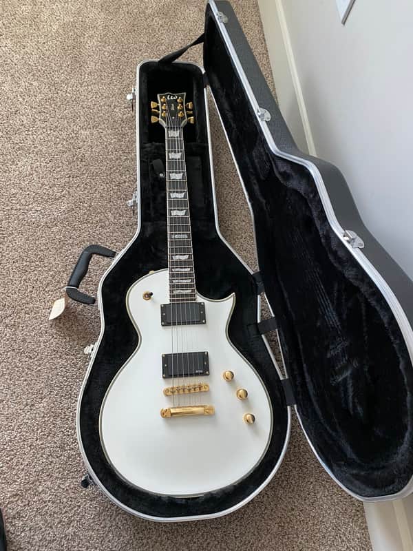 ESP LTD EC-1000T CTM with Ebony Fretboard 2015 - Snow White w/ Hard Shell Case image 1