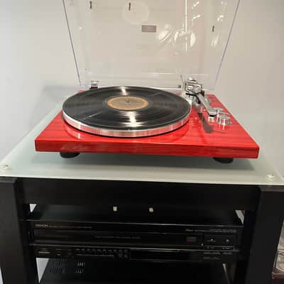 1byone H005 Bluetooth Belt-Drive Turntable - Red simulated wood Bild 2