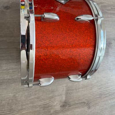 Gretsch  1962 Era Round Badge Progressive Jazz Bop Drum Set 18 Inch Bass Drum Tangerine Glass Glitter image 7