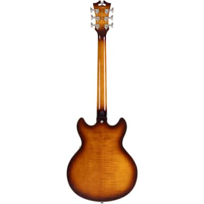 D'Angelico Premier Mini DC Electric Guitar (Semi-Hollowbody - Dark Ice Tea Burst) image 4