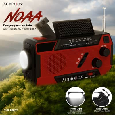 Emergency Radio with Power Bank – NOAA Weather Alert, Solar/Crank/USB Charging, LED Flashlight, AM/FM/WB image 7