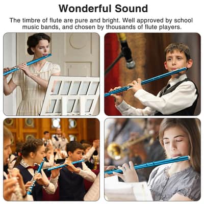Pogolab Closed Hole Flutes C 16 Key for Beginner, Kids, Student -Nickel Flute with Case Stand and Cleaning kit (Sea Blue) image 6