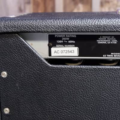 Fender '65 Twin Reverb Reissue 85-Watt 2x12" Guitar Combo 2008 - Black AC072543 with Footswitch image 16