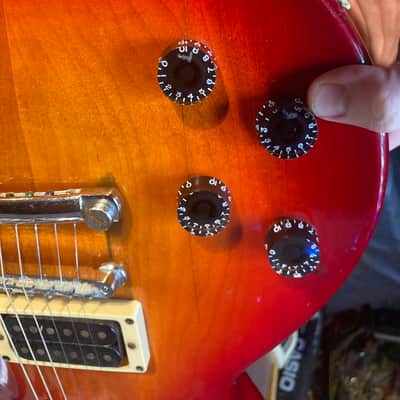 Cort CR-100 MIK Lefty Singlecut 1990s? - Cherry 🍒 Sunburst image 8