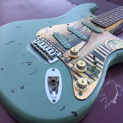 FTGP Relic Japanese Garden wood art pickguard for stratocaster plus sticker image 7