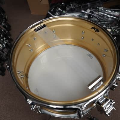 PDP Concept Series 6.5 x 14" Natural Satin Brass Shell Snare Drum (1.2mm Shell) image 6