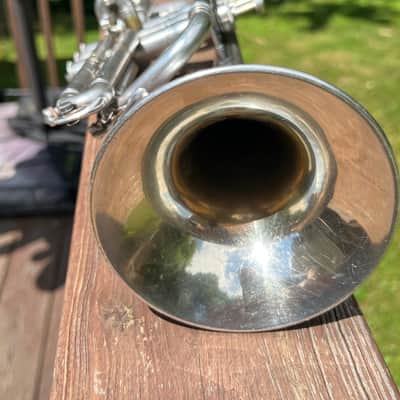 Antique C.G. Conn New Wonder LP Cornet ~1915-16 Silver Plate Engraved Bell w/ Original Case & Accessories image 16