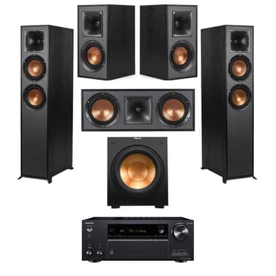 Klipsch Reference 5.1 Home Theater System with 2x R-625FA Floorstanding Speaker, R-12SW Subwoofer, R-52C Center Channel, R-41M Bookshelf Speaker and TX-NR696 7.2-Channel Receiver, Black image 15