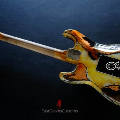 Fender Stratocaster Yellow/Copper Hot Lava Super Heavy Aged Relic by East Gloves Customs image 13