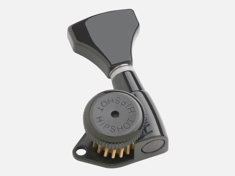 Hipshot LEFTY/LEFT-HANDED BLACK 6-InLine Grip-Lock Open STAGGERED Locking Tuners image 1