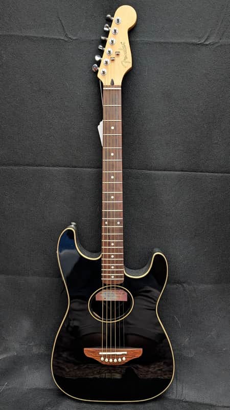 Used 2002 Fender Stratacoustic A/E Guitar, Black image 1