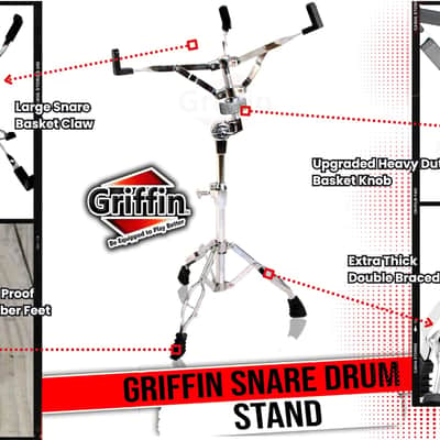 Snare Drum Stand - GRIFFIN Percussion Hardware Tom Holder Practice Pad Mount Key image 14