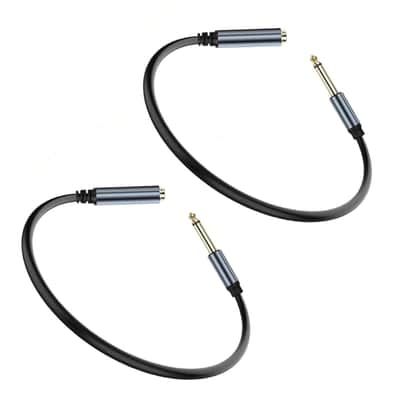 2 Pcs 6.35mm Mono Audio Cable,1/4 Inch TS Mono Male to Female Adapter,Guitar Extension Cable Cord,Gold Plated Audio Cable Stereo Extender for Amplifiers,Guitar Amp,Piano or Mixing Console(30CM) image 1