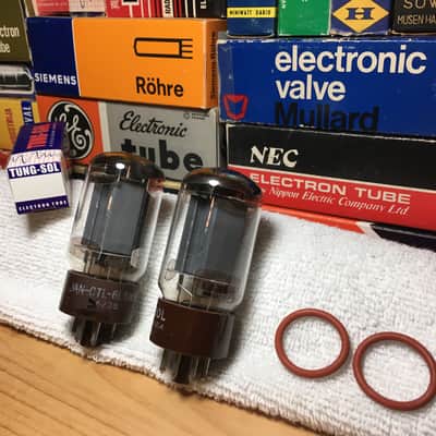 2x Tungsol USA DD Getter Brown Base 5881 6L6WGB ~ Military Issue PowerTubes ~ Neutral Tone Musical Dynamics Warm Vintage Holy Grail Audio Playback image 1