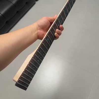Reverse headstock floyd rose nut stainless steel 24 frets Maple guitar neck hole 10mm Lock nut Satin ibanez Rosewood fingerboard Blue Tree of Life inlay image 3