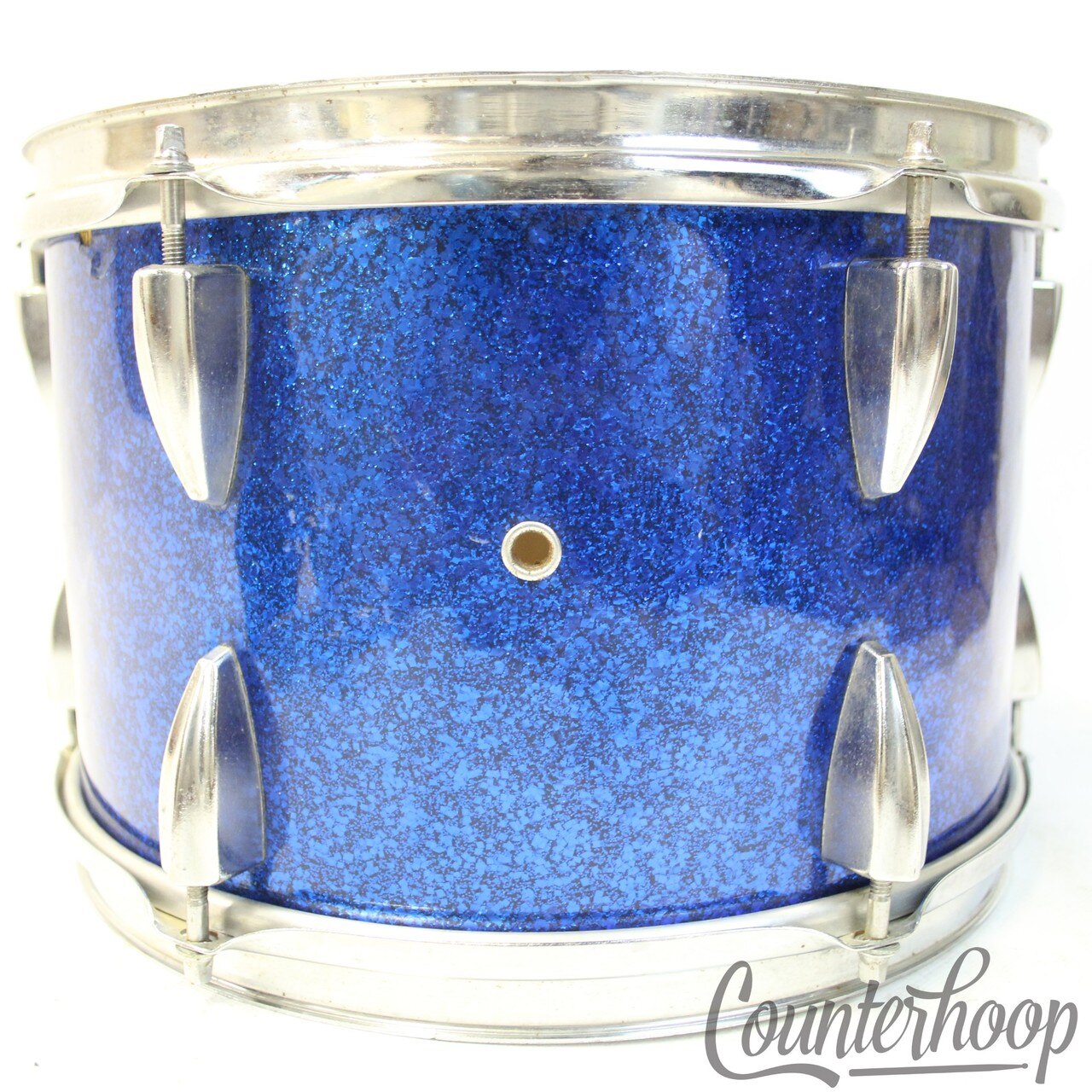 Pearl 12x8"Tom Drum Blue Sparkle Vintage 60s MIJ Japan 6Ply Mahogany Stencil — main photograph
