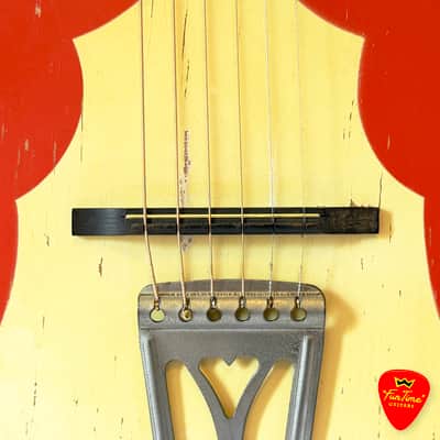 1950s Harmony Stella Sundale H907 Parlor Guitar Jubilee Red & White Acoustic w/ Hardshell Case – “Candy” image 8