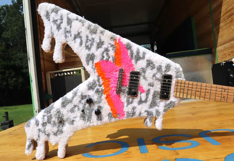 Reclaimed  Flooring Flying V with Fresh, New Rug on Top - New Perspectives Music image 1