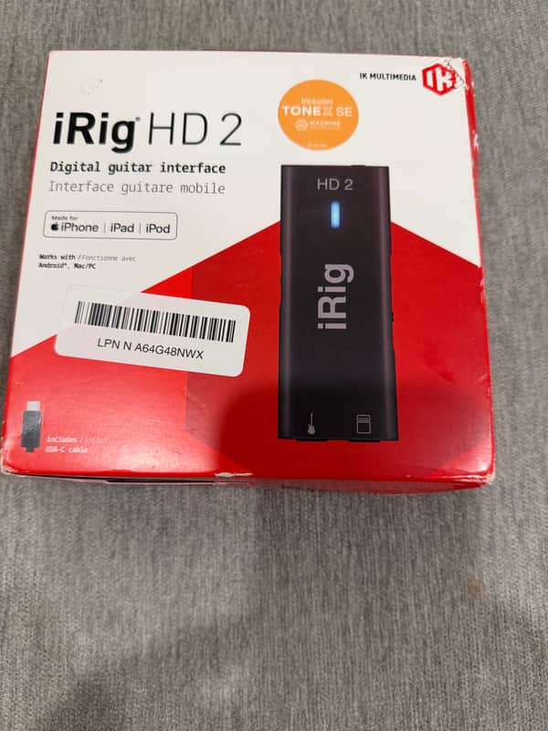 IK Multimedia iRig HD 2 Mobile USB Guitar Interface 2010s - Black image 1