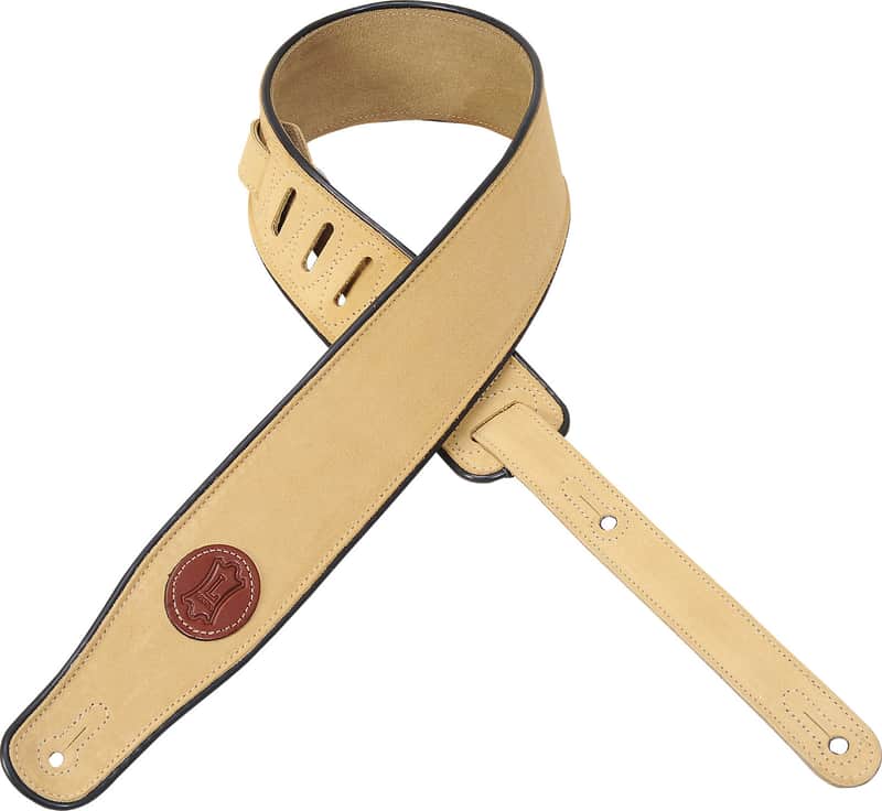 Levy's MSS3-TAN Hand Brushed Suede 2.5" Guitar Strap w/ Piping image 1