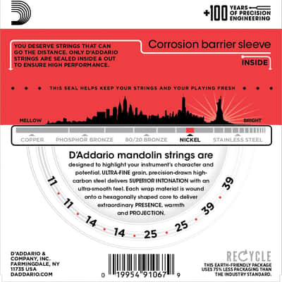 D'Addario EJ67 Set Mandolin Nickel Medium 11-39 image 2