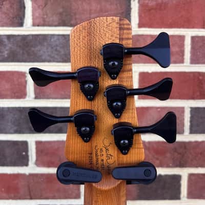 Spector USA NS-5XL, Figured Chestnut Top, Figured Walnut Body, Oil Finish, 3pc Roasted Maple Neck, Ebony Fretboard, Roasted Maple Ghost Crowns, EMG40DCX Pickups, HAZ 9-volt Preamp, Dunlop Flush Mount Strap Locks, Hipshot Tuners, TSA Case image 10
