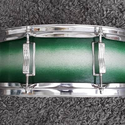 1980's Ludwig B/W Badge Green/Silver Duco 14" x 5" Snare Drum image 3
