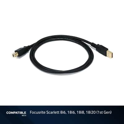 3-foot Black USB 2.0 Cable for Focusrite 1st Gen Scarlett 8i6, 18i6, 18i8, 18i20 image 1