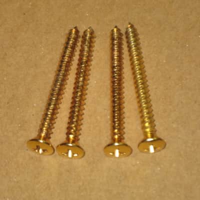 very lightly relic'd genuine Fender Gold Four Bolt Neck Plate (gold plated steel) +screws p/n 0991447200 (blank, NO Micro-Tilt Adjustment) from 2002-2003 SRV Artist Ser Strat (NO guitar) but can be used on dif year guitar / bass] Screws: # 8, 1&1/4" L image 24