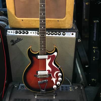 66 EKO Semiacoustic Model 360/2V Florentine THIN -LINE Double Cutaway Sunburst, Vibrola, EX+ image 8