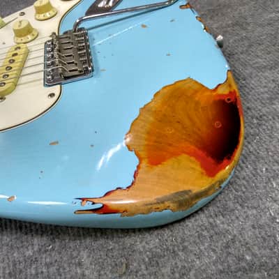 Relic Depot Stratocaster 2019 Daphne Blue Over Sunburst image 3