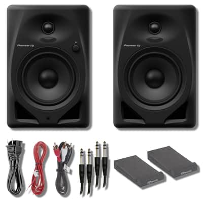 Pioneer DM-50D Active 5" Desktop Monitor and DJ Speakers (Black) with Professional Graded TRS to TRS Cables and Foam Isolation Pads image 1
