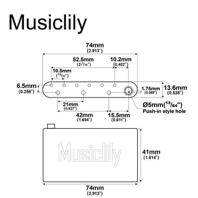 Musiclily Ultra 52.5mm String Spacing Full Brass 41mm Tremolo Block for PRS SE Style Electric Guitar image 5