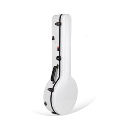 Crossrock Fiberglass Banjo Case-Fits Mastertone & Most 5-String Styles, with Interior Compartment, Backpack Straps, Hygrometer, TSA Lock-White (CRF2023MBJWT) image 2