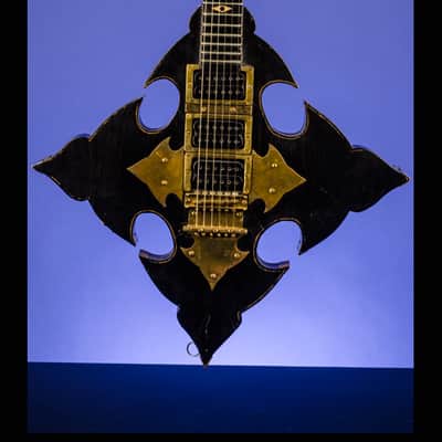 Barry Collier Rebeth Gothic Cross with Ram's Head Pentagram 1982 Black with a feint gold pinstripe a image 7
