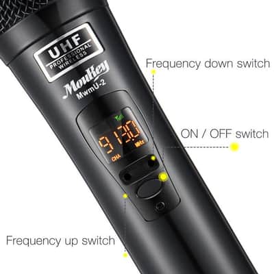 32 channel 262 foot rechargeable dual UHF wireless microphone system image 2