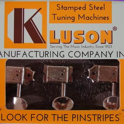 Kluson 6 In Line Deluxe Series Tuning Machines - Double Line - Nickel With Oval Metal Buttons image 3