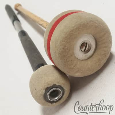 Ludwig&Ludwig Bass Drum Mallet+Extra Marching Stick Pair USA Vintage 30s Silver image 3