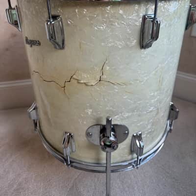 Rogers Vintage Swivo era Dayton Holiday Floor Tom Drum 16” x 16” WMP 60s - White Marine Pearl image 5