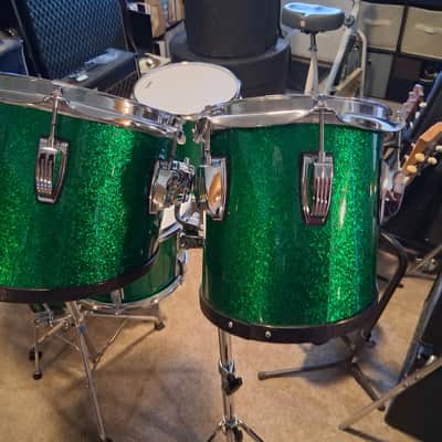 Ludwig Leedy Rogers Custom drum set 50's 60's 70's - Green sparkle image 2