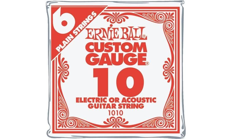 Ernie Ball Nickel Plain Single Guitar String .010 6-Pack image 1