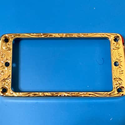 Humbucker Pickup Mounting Rings Curved Bridge and Neck Ornate Gold Metal set of 2 image 3