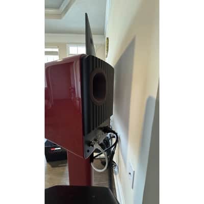 KEF LS50 Wireless II Active Bookshelf Speakers Pair 2021 Red & S2 OEM Stands image 5
